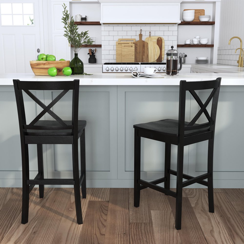 WOODEN COUNTER BAR STOOLS Black Mahogany Bar Stool - Picture 2 of 10