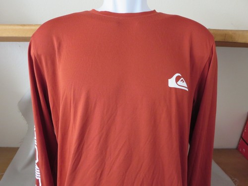 New Quiksilver Logo Graphic T-Shirt Brown Long Sleeve Surfing Size Medium - Picture 1 of 6