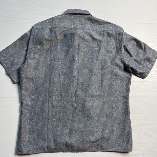 Hugo Boss Lukka Linen Button Up Shirt Mens XLarge Gray Flower Regular Fit - Picture 9 of 13