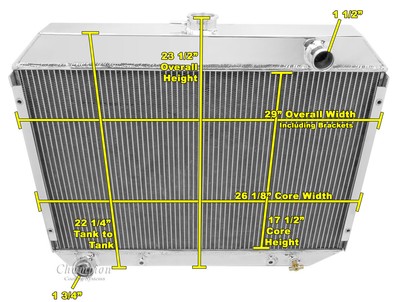 1968-1973 Plymouth Satellite Big Block Aluminum 3 Row Champion Radiator /& Fans