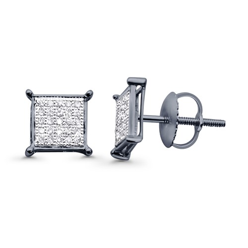 Diamant Quadrat Herren Ohrstecker Massiv 10 Karat Gold Unisex Hip Hop Ohrstecker 7,9 mm - Bild 3 von 52