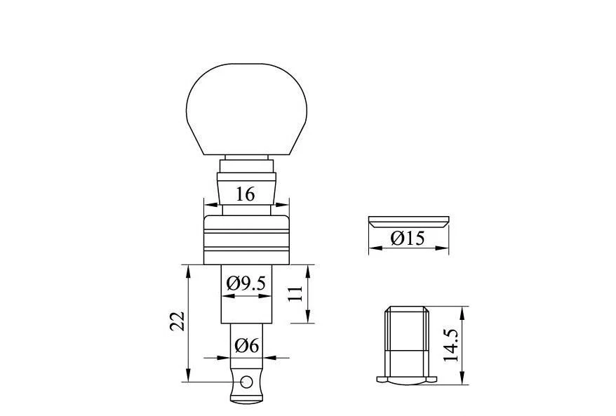 5 string banjo chrome plated tuners, black color acrylic buttons 328C-BX - Image 4 of 4