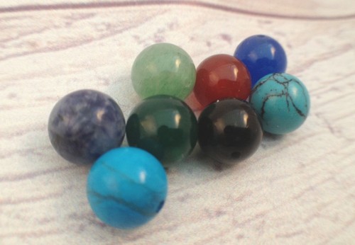 SET Runde Perlen Halb Gebohrt Loch 8,00 mm Gemischt Edelstein Farbe Perlen 20 Stck. GROSSPACKUNG - Bild 5 von 5