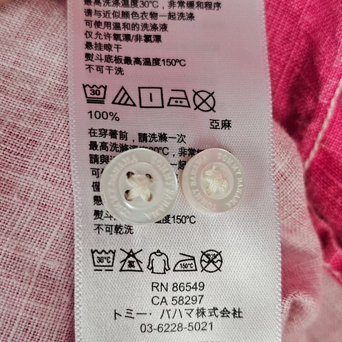 Camisa Tommy Bahama Mujer Lino Abotonada L Rosa Manga Larga Transpirable Lavable - Imagen 21 de 24