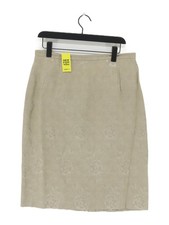 Jaeger Women's Midi Skirt UK 16 Green Viscose with Linen, Other, Silk A-Line