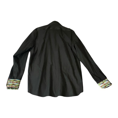 COOGI Classic Black Button Down Shirt Colorful Trim Long Sleeve Striped Mens 2XL - Picture 4 of 9