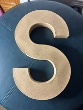 3D Wooden Letter S Wall Decor Craft Sign, Brown, Solid Alphabet Theme