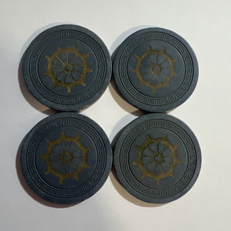 Harvey’s  Pilots Wheels Roulette Blue Casino Chips 1940,s Lot Of 4