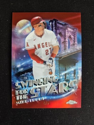 2026 Topps Chrome Fanatics Fest Swinging for the Stars Mike Trout Red /5