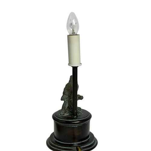 Faux Bronze Parrot Mini Lamp with Leatherette Shade Vintage - Picture 6 of 9