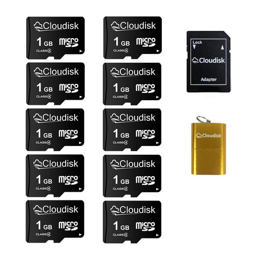 Cloudisk Micro SD Card 1 GB (Set of 10) Flash Card Class 4, SD Adapter, Card Rea - 第 1/8 張圖片