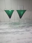 Lenox HOLIDAY GEMS Emerald Green Martini Glasses Cocktails Vintage Set Of 2