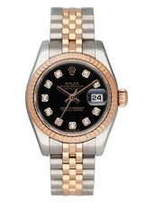 Rolex Datejust 179171 Diamond Black Dial Ladies Watch Box Papers