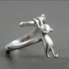 925 Sterling Silver Cat Branch Adjustable Ring for Women Elegant Jewelry Gifts!