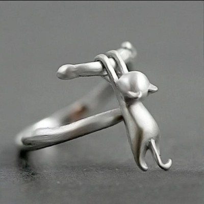 925 Sterling Silber Katzenzweig verstellbar Ring für Frauen eleganter Schmuck Geschenke!
