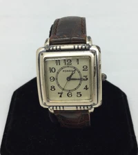 Fossil Brown Leather Square Dial Wrist Watch (parts/repair)