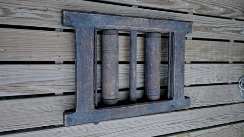Antiguo rodillo de madera de aserradero/pista de ferrocarril de finales de 1800 - unidad doble - pieza rara - Imagen 14 de 19