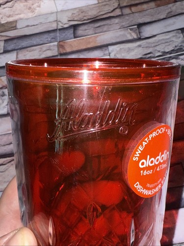 ALADDIN Diamond Cut Acrylic Tumbler Red Double Wall No Straw Light Scuffs 16oz - Picture 15 of 16
