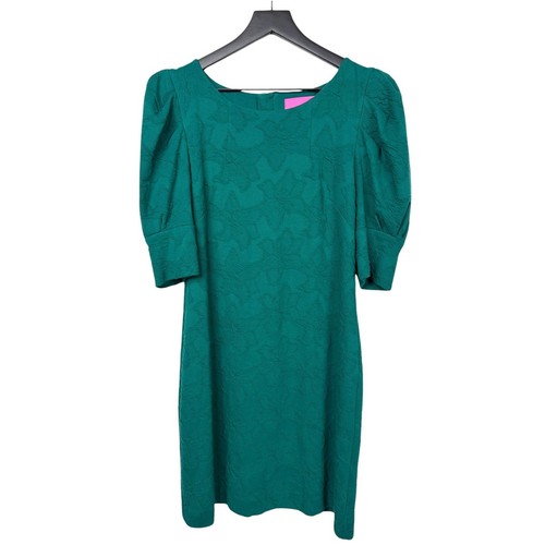 Lilly Pulitzer Dress Size M Knowles Elbow Puff Sleeve Jacquard Mini Green - Picture 4 of 13