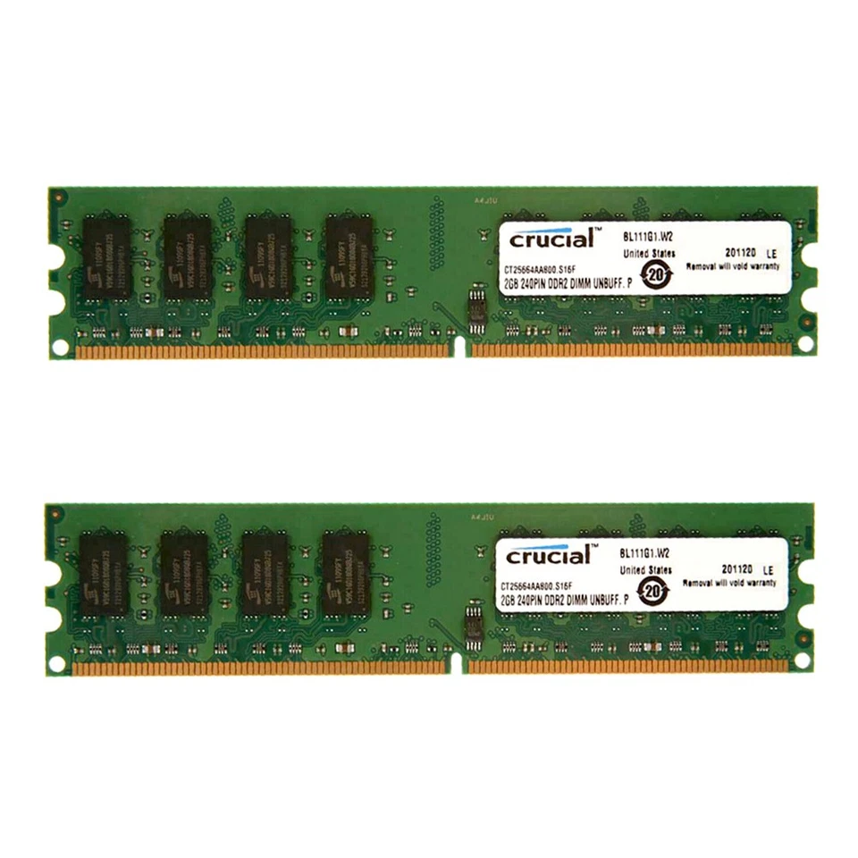 Crucial 16GB 8pcs 2GB DDR2 800MHz PC2-6400U 2Rx8 CL6 240Pin Desktop Memory RAM - Image 4 of 4