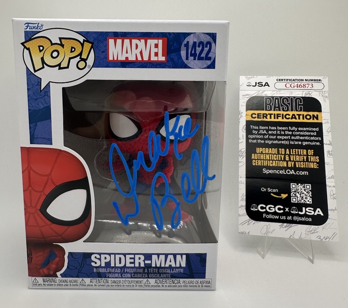 DRAKE BELL SIGNED SPIDER-MAN FUNKO POP MARVEL JSA AUTHENTICATED 