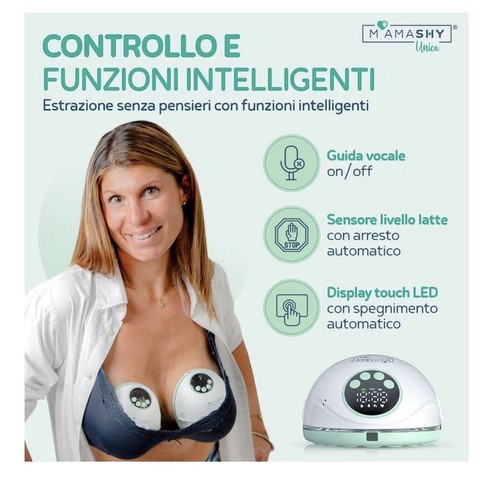 Mamashy Tiralatte Elettrico Indossabile con Guida Vocale in Italiano Tira Latte - Foto 6 di 7
