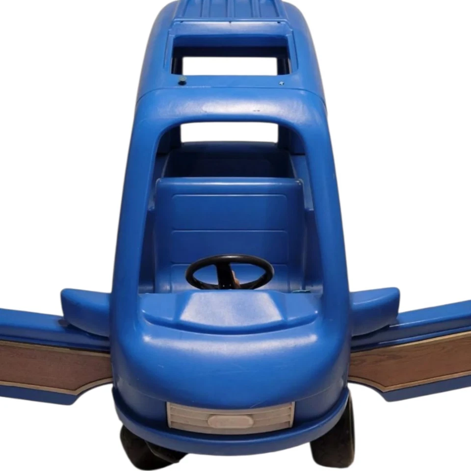 Rare Vintage 1990s Little Tikes Woody Ride On Coupe Kids Mini Van Blue USA Made - Image 4 of 4