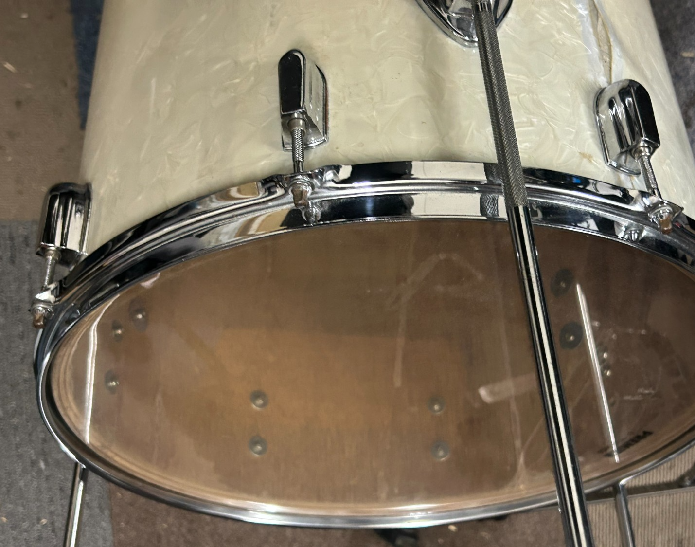 VINTAGE PEARL 16'' x 16'' Floor Tom with Legs White Pearl MIJ **VIDEO DEMO** photo 7