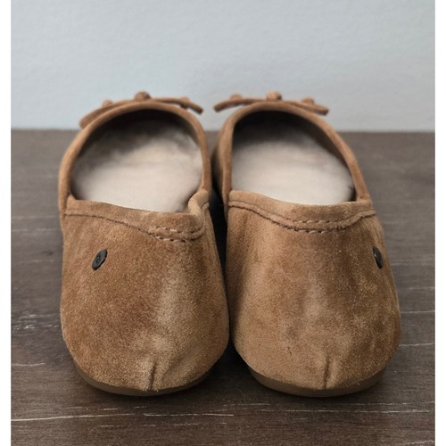 UGG Suede Ballet Flats Shearling Lined Bow Detail Comfort Shoes Size 6 - Picture 5 of 9