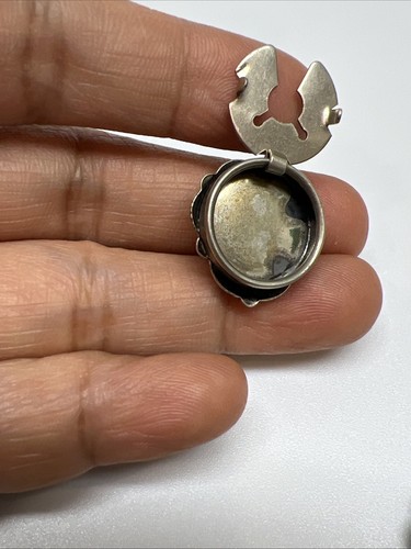 Sterling Silver Button Covers Heart Shaped Gemstone Inlay X 2 Southwest - Picture 7 of 11