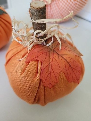 Set 3 Handmade Fabric Pumpkins Farmhouse Cottage Made By Seller - Picture 4 of 7