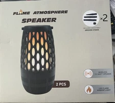 2 PCS LED Flame Table Lamp Torch Atmosphere Bluetooth Speaker Weather Resistant