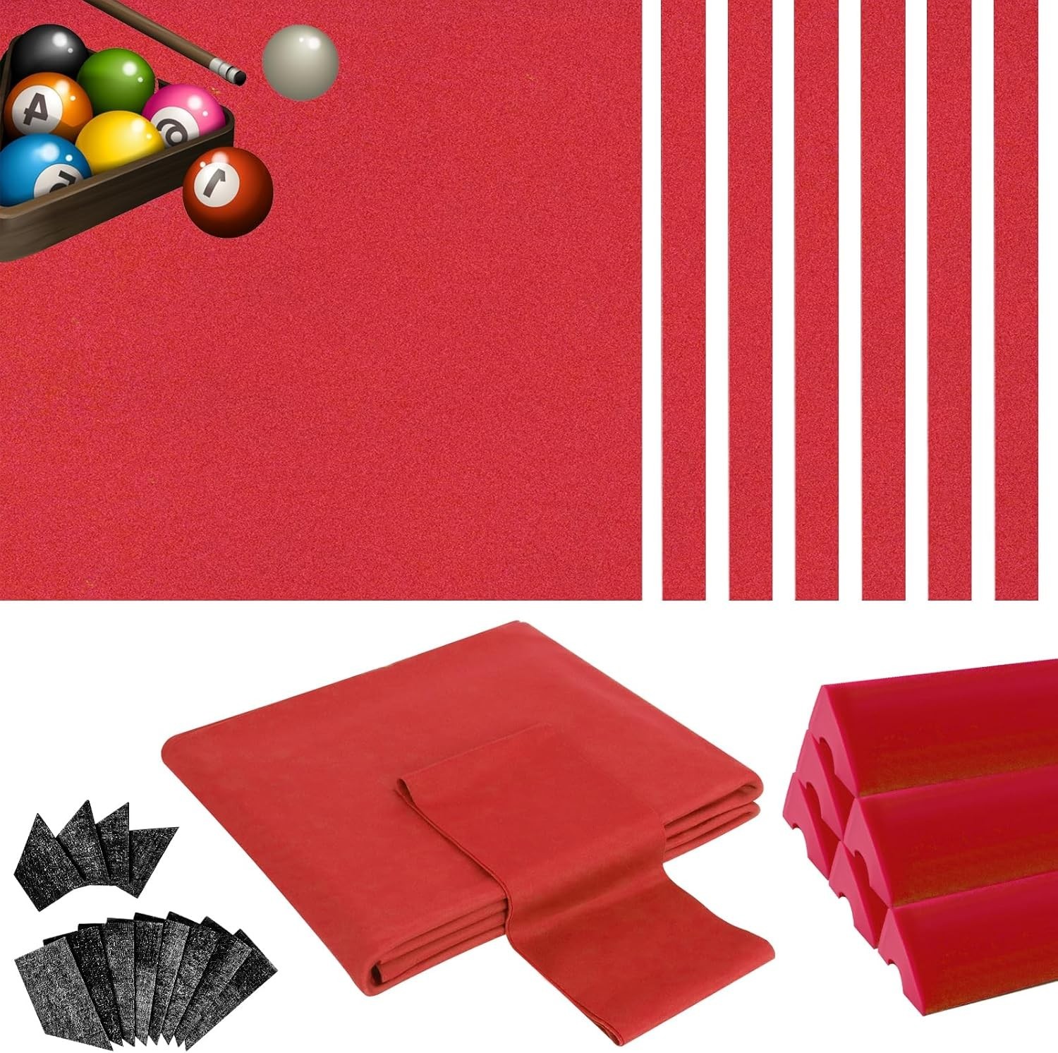 Kit de fieltro y parachoques para mesa de billar K66, kit de repuesto profesional de 8 pies riel cushi