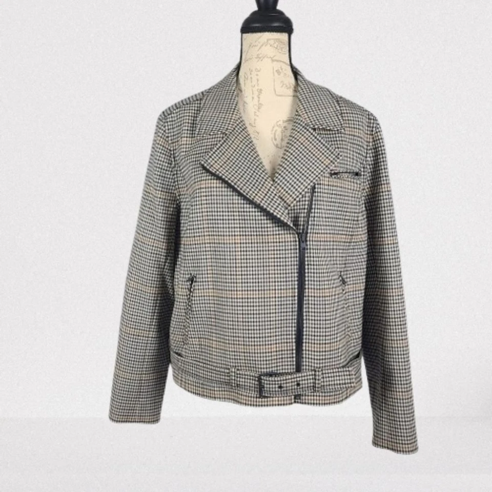 Nordstrom Signature Seinna Check Moto Jacket Wmn's XL - Image 3 of 4