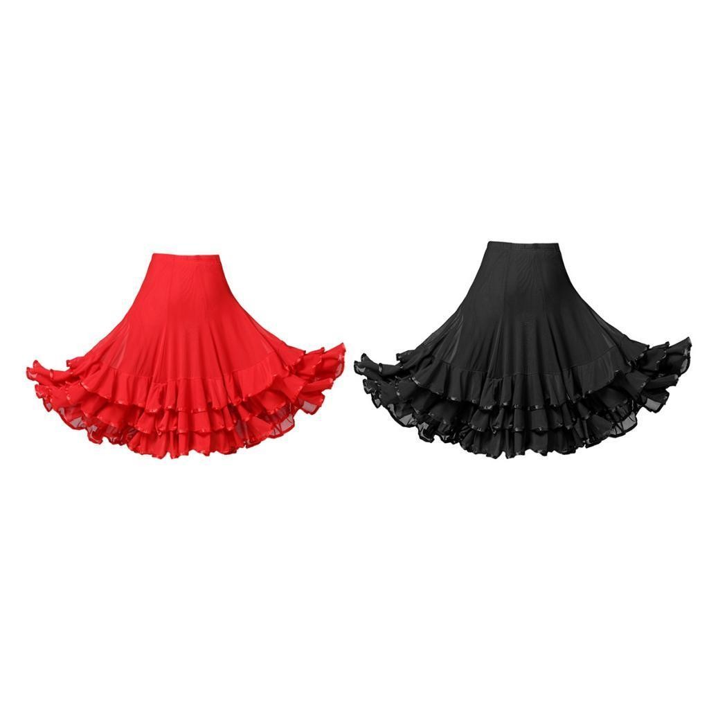 Damen Knielang Maxirock Tanzrock Sommerkleid Bauchtanz