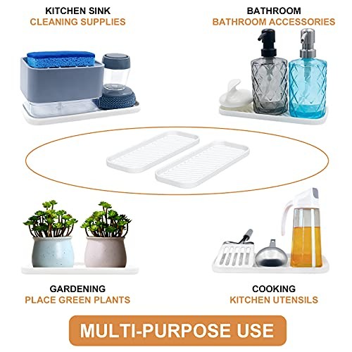 Silicone Organizer Tray, Soap and Sponge Holder for Kitchen Sink, White - Picture 5 of 8