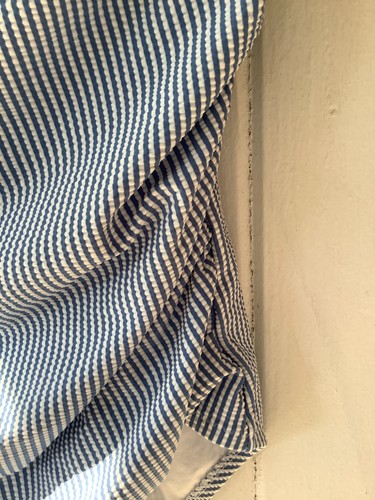 J. Crew One Shoulder gefütterter Einteiler Seersucker Badeanzug blau weiß gestreift Gr. 14 - Bild 4 von 11