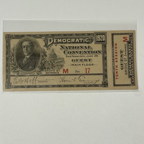 1920 Democratic National Convention 2nd Session Main Floor Full Ticket - Picture 7 of 12