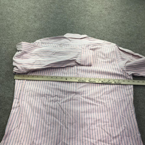 Vintage LL Bean Hemd Herren 16,5-34 rosa blau gestreift Button Down Baumwolle USA 80er - Bild 10 von 13