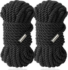 Shibari Bondage Rope Set - 32ft BDSM Restraints for Couples 2-Pack, Black 