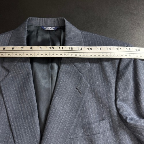 Traje de dos piezas a rayas personalizado para hombre 42R 34W oficina formal de negocios - Imagen 9 de 11