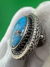 Persian Turquoise Ring 925 Starling Silver 7.5 size #1973-18