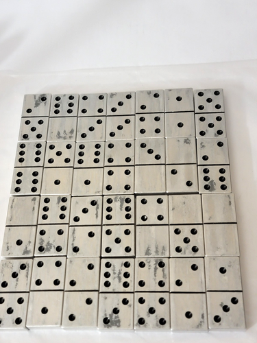 Silberne Dominosteine Spielfiguren Metall 28 Stück unvollständiges Set nur Spielsteine - Bild 5 von 8