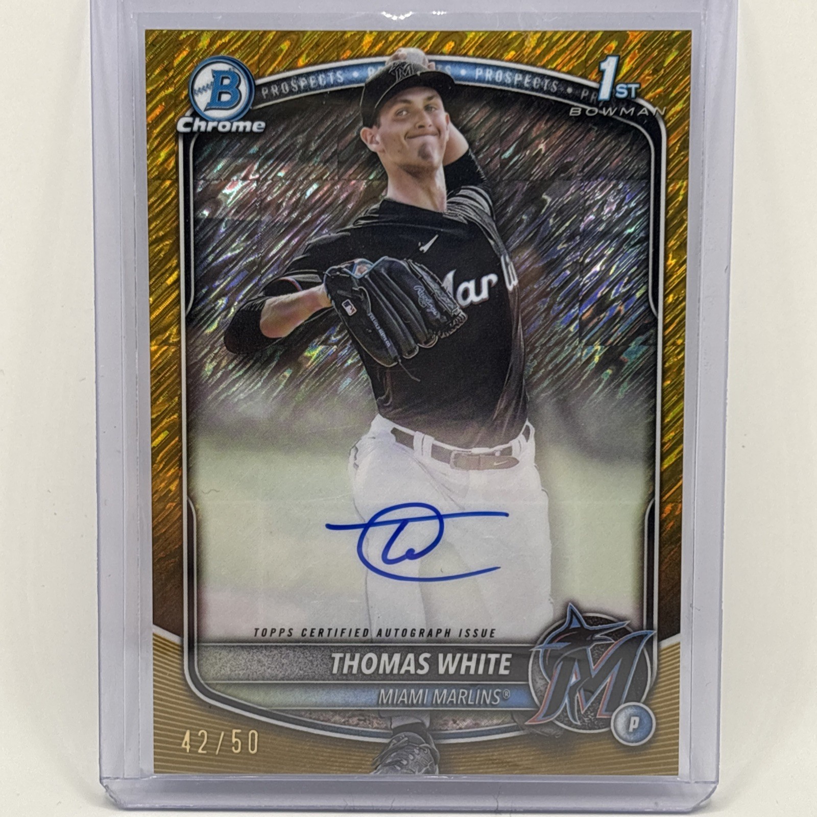2025 Bowman Thomas White Gold Shimmer Auto /50 Chrome 1st #CPA-TW