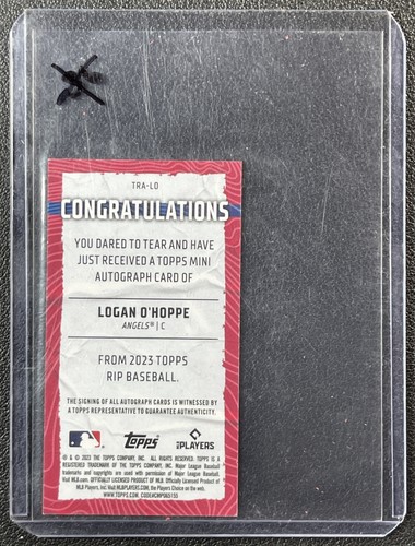 LOGAN O'HOPPE 2023 TOPPS RIP BASEBALL ROOKIE ON-CARD AUTO 39/50 RC - Picture 2 of 2