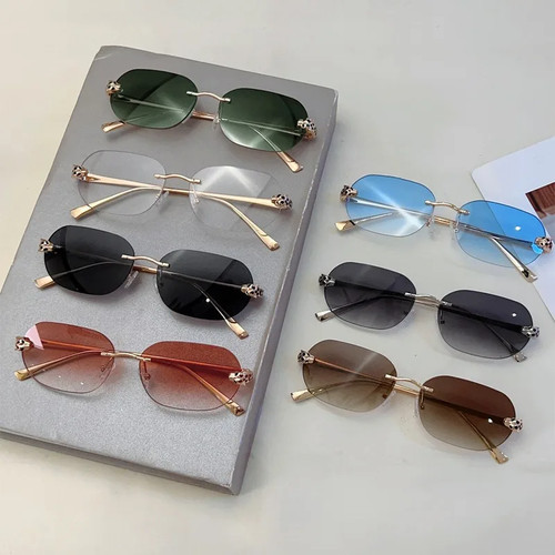 Gafas de sol ovaladas sin montura para hombre nuevas moda vintage degradadas informales tonos mujeres - Imagen 14 de 31