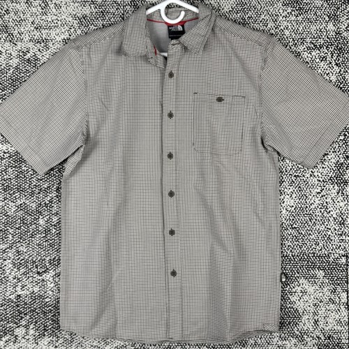 North Face Button Up Camp Shirt Mens Small Short Sleeve Gingham Check Light - Picture 2 of 8
