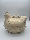 3 Pc Temptations By Tara CREAM Polka-Dot Hen Chicken Ovenware Lid NO Trivet