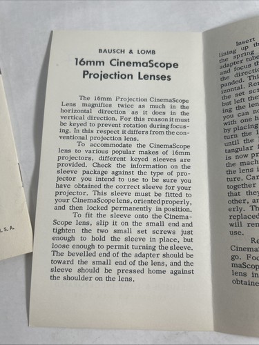 1945 BAUSCH & LOMB 16mm CinemaScope  Directions Assembly & Operation Manual - Picture 13 of 21