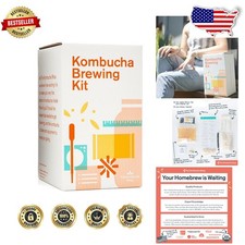 DIY Kombucha Starter Kit Organic - Complete 1 Gal. Brew Jar, Guaranteed Ferment